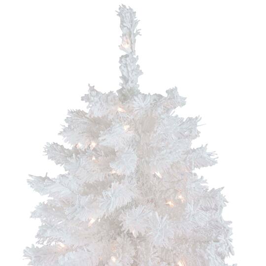 7.5ft. Pre-Lit Flocked White Spruce Artificial Christmas Tree, Clear Lights